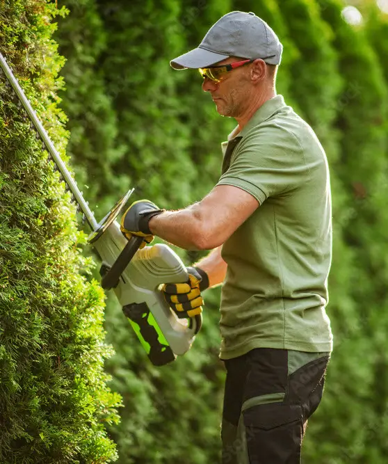 Professional landscaper trimming hedges - Landscaping SEO Services for more online leads